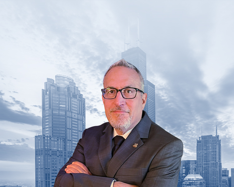 Attorney Michael C. Rosenblat with a city skyline